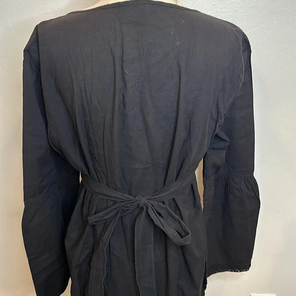 TOMMY BAHAMA SCOOP NECK DRESS WITH WASIT TIE CROCHET DETAIL ON WAIST AND SLEEVES - Picture 5 of 12